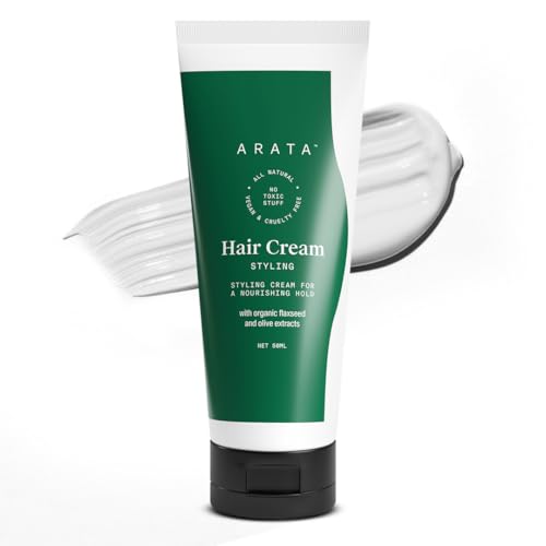 Arata Styling Hair Cream | For All Hair Types |Reduces Frizz & Tames Flyaways | Adds Soft Hold and Control to Short Hair | No Sulphate,Paraben,Silicone | 50ml