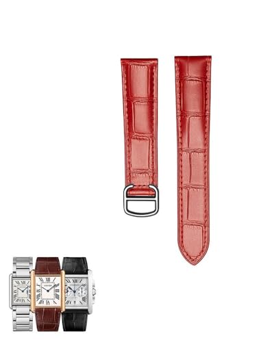 Bracelet de montre en cuir pour Cartier Clé de Calibre London Solo rouge 22x18mm
