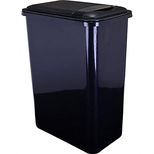 Hardware Resources Trash Waste Container Can with Matching Bin Lid Set (35 Quart, Black)