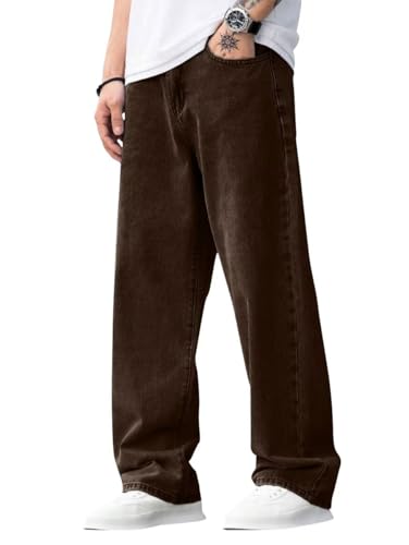 Image of ALLABREVE Men's Baggy Hip Hop Jeans Y2k Wide Leg Denim Pants Relaxed Fit Skater Trousers Streetwear