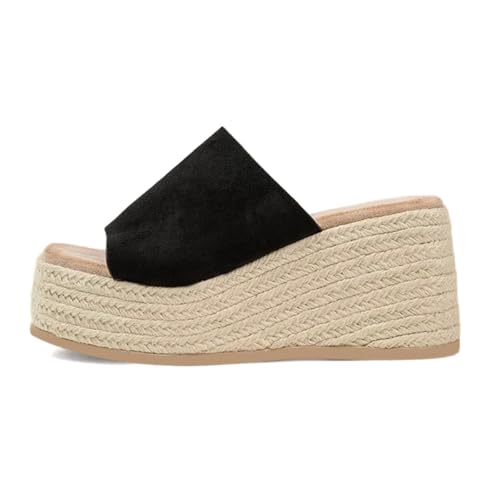 Women Platform Wedges Open Toe Espadrille Sandals Slip On High Heel Mules Comfy Summer Dress Slides Shoes Size 4-16 US