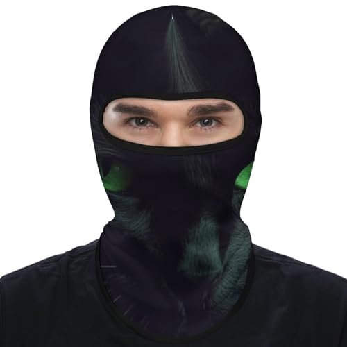 Balaclava para Hombre Máscara de Esquí Negra con Ojos de Gato Verde para Invierno y Ciclismo miniatura 7