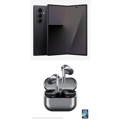 Image of Samsung Galaxy Z Fold7 512GB Unlocked AI Smartphone, Jet Black w / Galaxy Buds 3 Pro AI True Wireless Bluetooth Earbuds, Silver