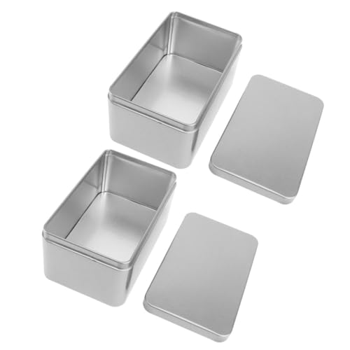 Mobestech 2Pcs Rectangular Tinplate Tea Box with Lid Compact Tea Bag Organizer for Efficient Storage for Household Use and Packaging