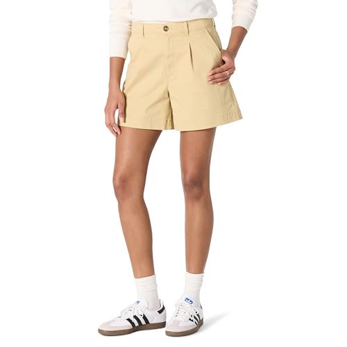 Amazon Essentials Women's High-Rise Relaxed-Fit A-line Elastic Back Shorts, Tan, 2 - image 1