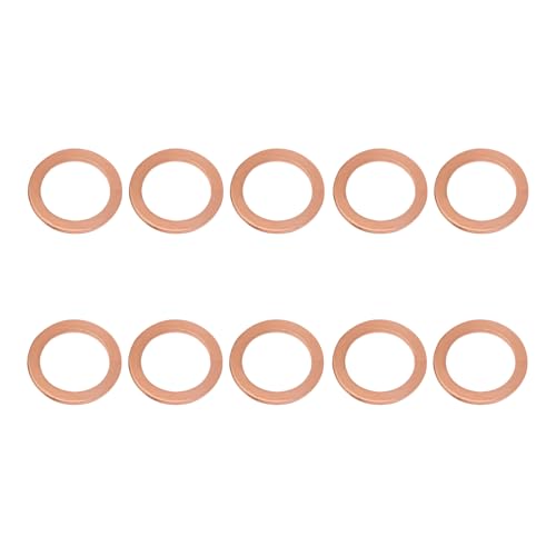 Image of 10PCS Oil Drain Plug Gasket, 14mm Cooper Crush Washer Oil Sealing Gaskets, Car Accessories Automotive Replacement Drain Plug Gaskets Compatible with OEM PN Part 007603-014106