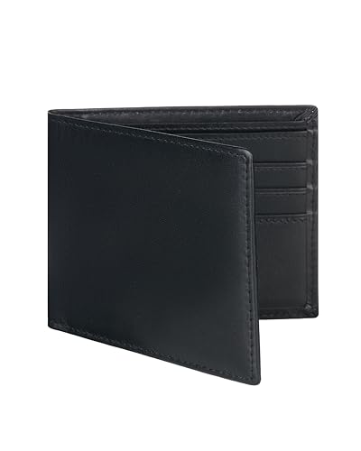 Awesometik Slim Minimalist 6 Slots Bifold Leather Wallet For Mens | RFID Blocking | 2 Currency Slots | 2 Hidden Slots | Classic Wallet for Men | Gift For Him (Black)
