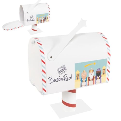 ROCKING GIFTS Buzón Decorativo para Carta Reyes Magos de Navidad, Decoración Navideña para los más Pequeños, 23x13x26cm