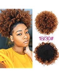 Leosa High Puff Afro Ponytail Drawstring Short Afro Kinky Curly Pony Tail Clip In On Synthetic Curly Hair Bun Made Of Kanekalon Fiber Puff Ponytail Wrap Updo Hair Extensions With Clips (T1B/30) #TOP13