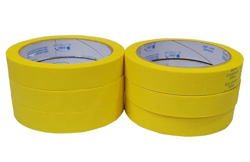Fita Crepe Colorida Kit com 6 Fita De 18mm x 30m (Amarelo)