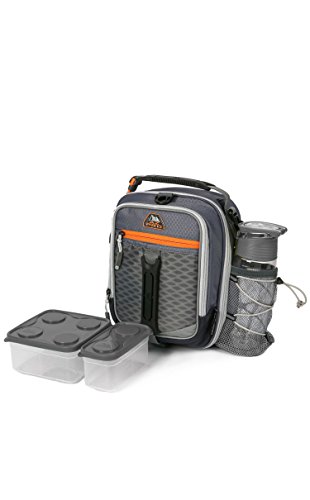 ArtMuseKitsMikash Arctic Zone High-Performance Dual-Compartment Lunch Box Set, Charcoal Gray/Orange