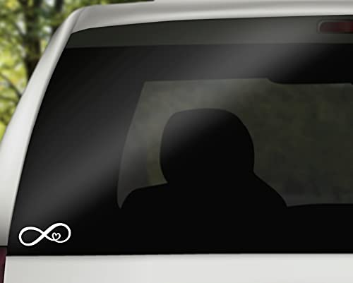 Generic Infinity With Heart Vinyl Decal | White | Made In Usa By Foxtail Decals | For Car Windows, Tablets, Laptops, Water Bottles, Etc. | 4.5 X 2.0 Inch #TOP1
