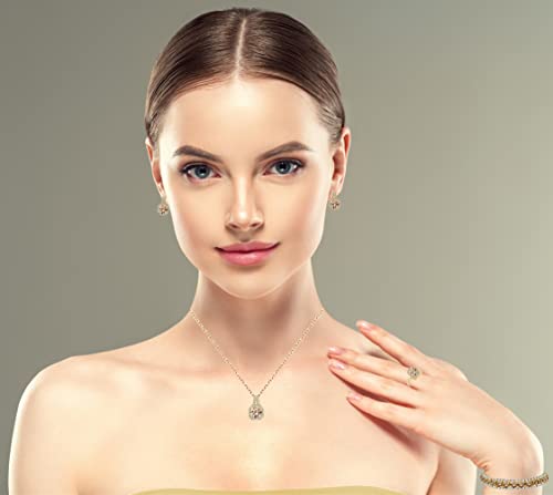 Paxuan Crystal Rhinestone Wedding Jewelry Sets Bridal Pendant Necklace Stud Earrings Link Bracelets Rings Set For Women #TOP1