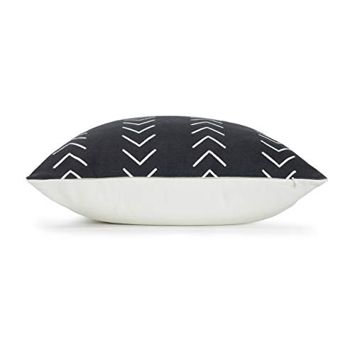 Hofdeco Mudcloth Faux Leather Pillow Covers Only, Black White Camel Stripes, 18"X18", Set Of 4 #TOP4