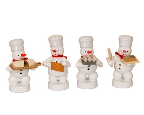 Statue de Noël bonhomme de neige en bois stable pour petite étagère
