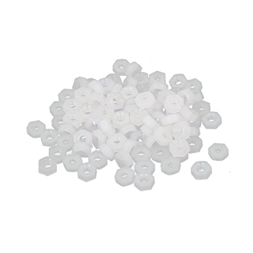 uxcell M2.5 Female Thread Nylon Hexagon Hex Nut Fastener grey white 100PCS