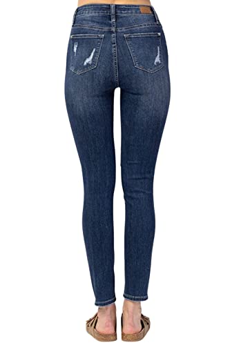 Judy Blue Women's High Rise Button Fly Cuffed Skinny Jeans4