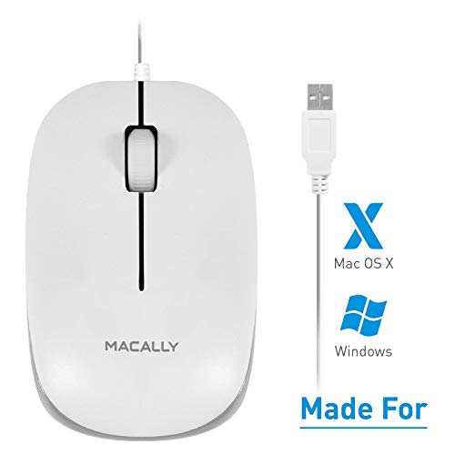 Macally Wired Mac Keyboard and a Wired Computer Mouse, ICY White Duo Your Office Needs