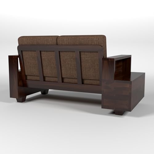 Image of Solid Sheesham Wood 2-Seater Sofa Set for Living Room - Elegant Wooden Sofa Chair with Drawer Storage Sofa Set for Home (Design 11)