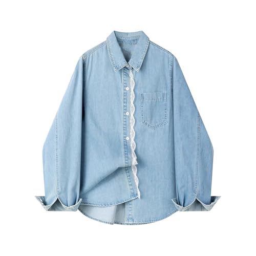 Top en denim à dentelle pour femme idéal pour les sorties printanières en terrasse