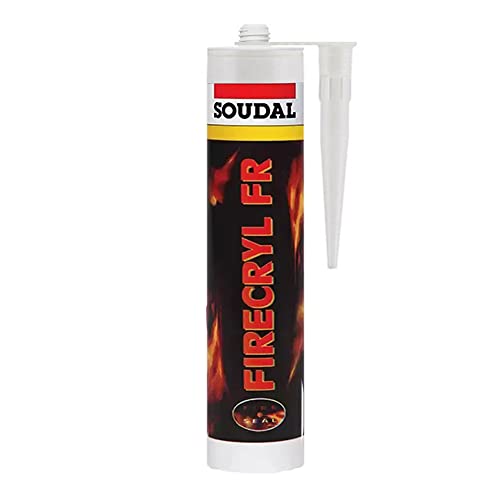 BC Profiles Soudal Firecryl FR Intumescent Acrylic, Fire Rated Acrylic Sealent and Filler Which Prevents the Penetration of Smoke and Fire - 310ml - White