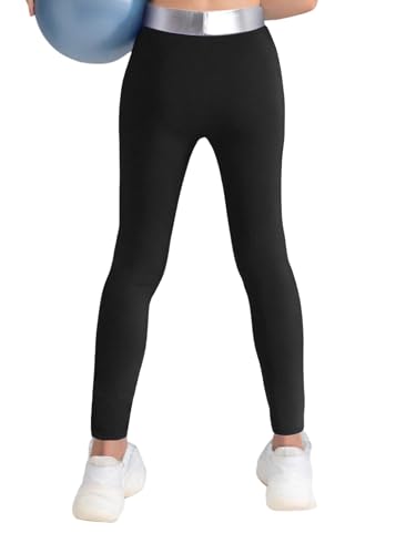 YEAHDOR Kids Girls Athletic Yoga Leggings Metallic Running Workout Pants Stretchy Active Dance Tights2