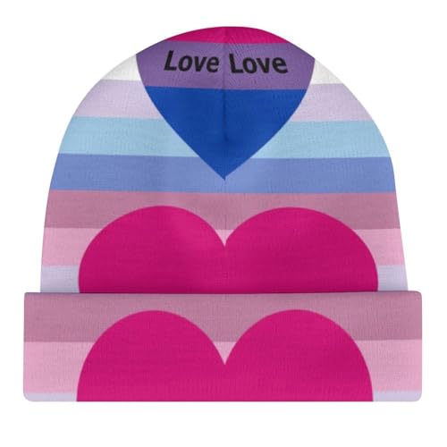 LGBTQ Bisexual Pride Kids Beanie Hat for for Girls Boys Children Cap Winter Knitted Chemo Cancer Headwear Accessories Gifts Decoration Black4