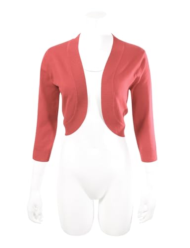 Image of Allsense Women's 3 /4 Sleeve Bolero Shrug for Dresses | Open Front Cropped Cardigan, Lightweight Knit Dress Cover Up