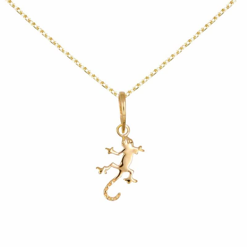 Pendentif salamandre or jaune avec collier chaine dorée femme