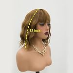 Wigs for Women Short Bob Wig with Bangs, Synthetic Wavy Curly Black Hair Wigs for Black Women, Natural Looking Textured Short Wigs for Daily Use. (Light Brown) - Image 2