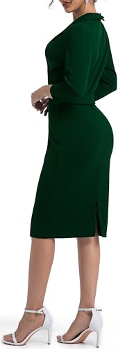 Image of SxClub Business Dresses for Women Elegant Long Sleeve Bodycon Pencil Knee Length Formal Dress for Evening Cocktail