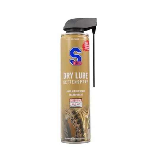 DR. WACK S100 Dry Lube Kettenspray für Motorrad 400 ml - Trocken Kettenschmierstoff - Schutz vor Verschleiß & Korrosion - Kettenschmierung für weniger Reibung - Hochwertige Motorradpflege
