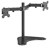 WALI Free Standing Dual LCD Monitor Fully Adjustable Desk Mount Fits 2 Screens up to 27 inch, 22 lbs. Weight Capacity per Arm, with Grommet Base (MF002), Black
