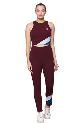 Image of Zicada Women's Gym Running Sports Crop Tank Top & Tights | Jogging wear | Workout Set | Co-ord Set For Girls & Women
