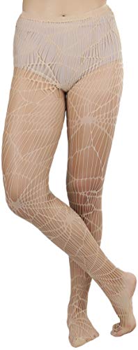 Image of ToBeInStyle Women's Spiderweb & Crawling Spider Print Hosiery Tights & Thigh High Stockings