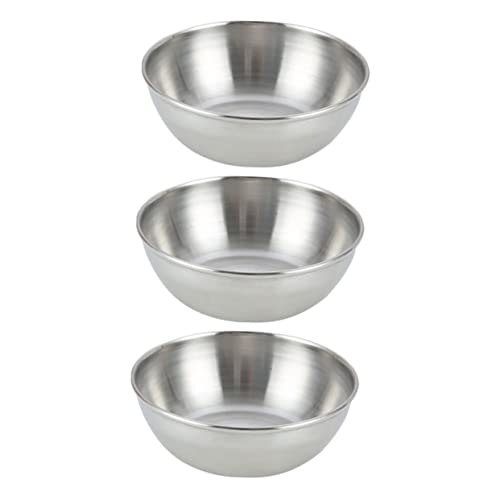 MAGICLULU Set 3 Pezzi Piatti di Condimento in Acciaio Inox Rotondi, Ciotole per Immersione e Salsa, Piatti di Antipasti per Uso Domestico e Professionale