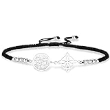 Bracciale con nodo di strega Tetragrammaton pentagramma nodo celtico ciondolo nome di Dio corda intrecciata regolabile protezione della stregoneria gioielli pagani per uomo e donna (Stringa di S-B)