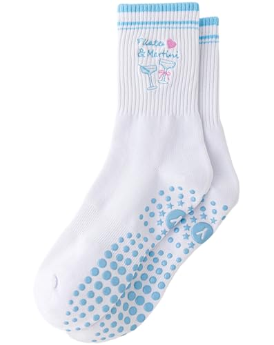 Image of Yawlsow Pilates Grip Socks for Women Yoga Grippy Socks Cute Barre Non Skid Athletic Crew Sticky Sock Workout Hospital