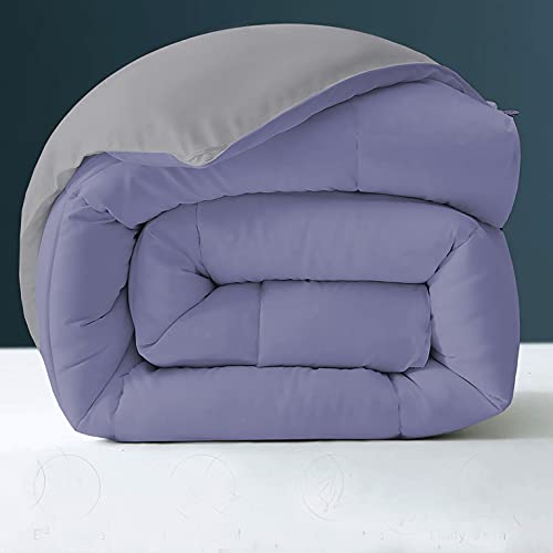 Image of Day Care - 400 GSM Hotel Quality-Down Alternative Reversible Comforter (60 inch x 90 inch Inches /152cm x 228cm) - Comforter Single Bed|Silver /Medium Blue| TC - 450
