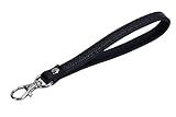 VanEnjoy Genuine Leather Keychain Wristlet Keychain Strap for Wallet Purse Clutch Cellphone Wristlet Key(Black-Gun Metal)
