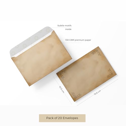 Image of alterEgo Vintage Papyrus A4 Letter Writing Paper Set - 24 Sheets for Letters, Poetry & More (matched with premium assorted envelopes). Printed one side only.