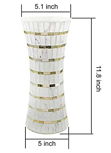 Tall Mosaic Flower Vase For Home Decor, 11.8”(H) Art Glass Handmade Table Centerpiece Container For Office, Living Room Kitchen, Wedding #TOP6