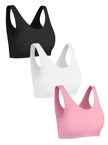 Channo Niña Sujetador Licra Top Básico sin Aros y sin Costuras - Pack 3, Multicolor B, 10-12 años