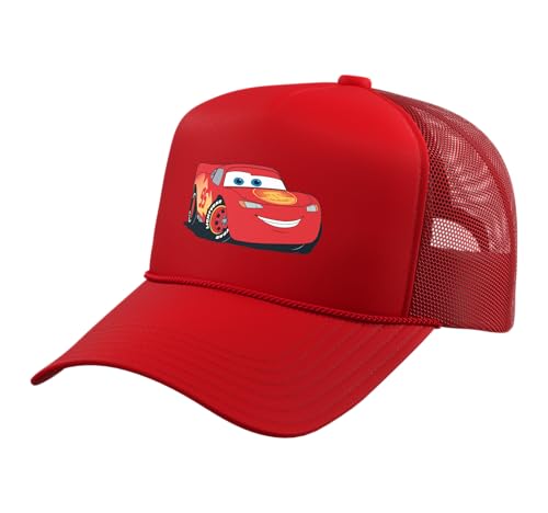 Disney and Pixars Cars Lightning McQueen Big Pic Costume Trucker Hat with Adjustable Mesh Back Red