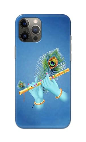 Image of PRINTFIDAA Printed Hard Back Cover Case for Apple iPhone 13 Pro Back Cover (Flute in Krishna Hands) -112
