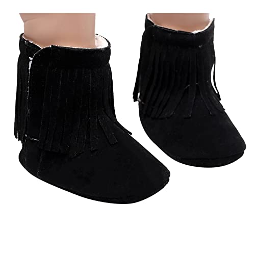 BILIKEYU Newborn Baby Kids Winter Boot Tassels Fuzzy Lined Warm Slip on Infant Boys Girls First Walking Shoes 0 to 18 Months4