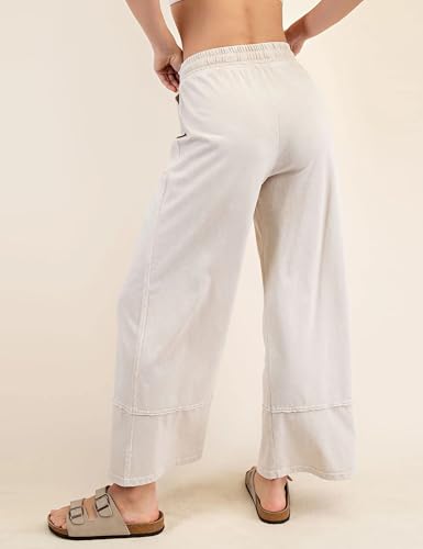 Women's Casual Solid Color Denim Wide Leg Pants with Pockets2