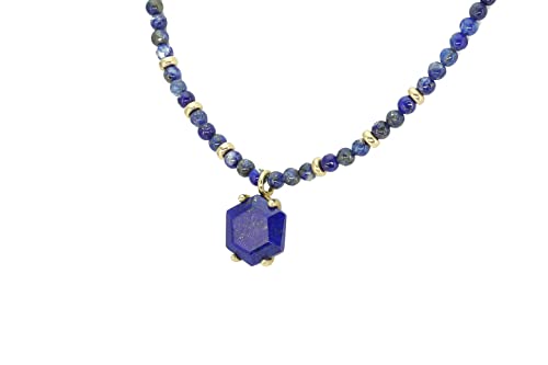 Collier hexagonal en lapis lazuli de qualité supérieure noué main