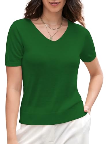 Image of DAIMIDY Women's Short Sleeve Sweaters Lightweight Summer Sweater Casual Knit Pullover Tops