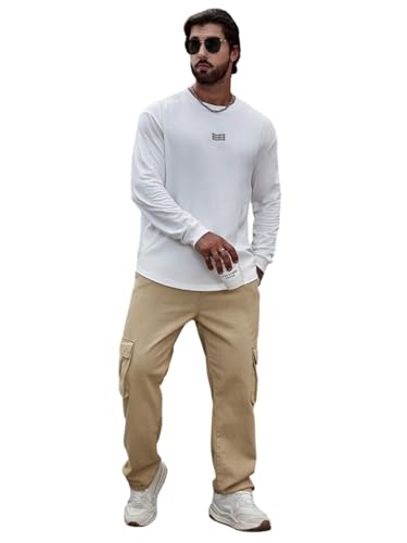 Image of KOTTY Men's Loose Fit Cargo Denim Jeans - Vintage Washed Utility Jeans with Side Pockets
